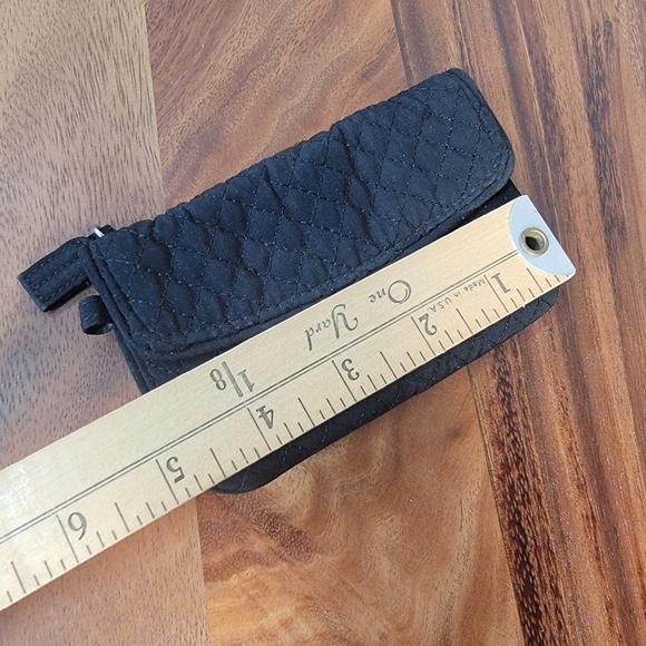 Vera Bradley Black Quilted Wallet with ID slot and flap snap pocket - Picture 9 of 16